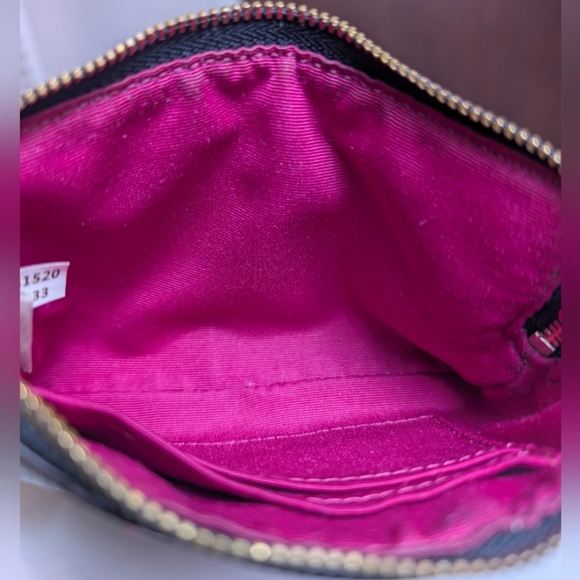 Coach Signature Brown & Fuchsia Zip Wristlet Clutch - Picture 6 of 6